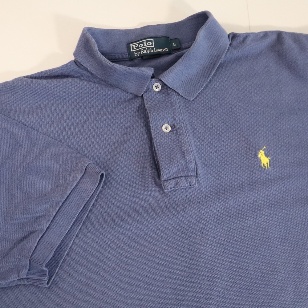 Polo Ralph Lauren Polo Shirt Mens Blue Cotton Classic Short Sleeve Pony Logo L